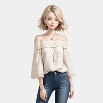 フェミニン系ファッションのAIイラスト（Stable Diffusion生成）