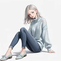 フェミニン系ファッションのAIイラスト（Stable Diffusion生成）