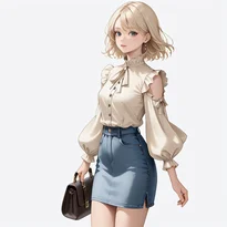 フェミニン系ファッションのAIイラスト（Stable Diffusion生成）