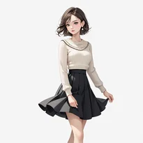 清楚系ファッションのAIイラスト（Stable Diffusion生成）