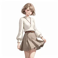 清楚系ファッションのAIイラスト（Stable Diffusion生成）
