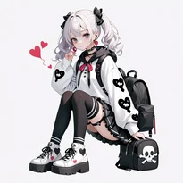 病みかわ／地雷系ファッションのAIイラスト（Stable Diffusion生成）