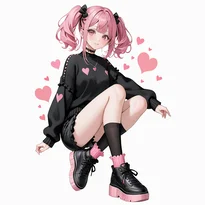 病みかわ／地雷系ファッションのAIイラスト（Stable Diffusion生成）