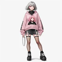 病みかわ／地雷系ファッションのAIイラスト（Stable Diffusion生成）