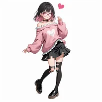 病みかわ／地雷系ファッションのAIイラスト（Stable Diffusion生成）