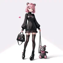 病みかわ／地雷系ファッションのAIイラスト（Stable Diffusion生成）
