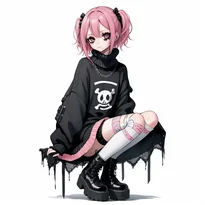病みかわ／地雷系ファッションのAIイラスト（Stable Diffusion生成）