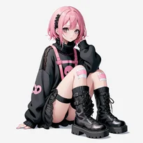 病みかわ／地雷系ファッションのAIイラスト（Stable Diffusion生成）