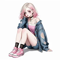 病みかわ／地雷系ファッションのAIイラスト（Stable Diffusion生成）