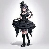 ゴシック／ロリータ系ファッションのAIイラスト（Stable Diffusion生成）