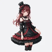 ゴシック／ロリータ系ファッションのAIイラスト（Stable Diffusion生成）