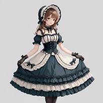 ゴシック／ロリータ系ファッションのAIイラスト（Stable Diffusion生成）