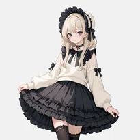 ゴシック／ロリータ系ファッションのAIイラスト（Stable Diffusion生成）