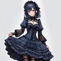 ゴシック／ロリータ系ファッションのAIイラスト（Stable Diffusion生成）