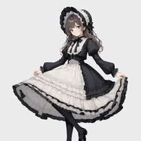 ゴシック／ロリータ系ファッションのAIイラスト（Stable Diffusion生成）