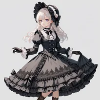 ゴシック／ロリータ系ファッションのAIイラスト（Stable Diffusion生成）