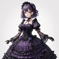 ゴシック／ロリータ系ファッションのAIイラスト（Stable Diffusion生成）