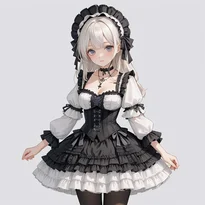 ゴシック／ロリータ系ファッションのAIイラスト（Stable Diffusion生成）