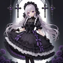 ゴシック／ロリータ系ファッションのAIイラスト（Stable Diffusion生成）