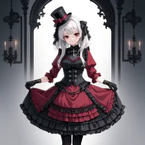ゴシック／ロリータ系ファッションのAIイラスト（Stable Diffusion生成）