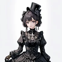 ゴシック／ロリータ系ファッションのAIイラスト（Stable Diffusion生成）