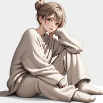 部屋着／ナイトウェアファッションのAIイラスト（Stable Diffusion生成）