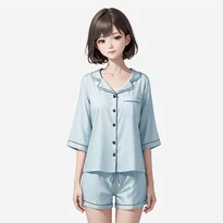 部屋着／ナイトウェアファッションのAIイラスト（Stable Diffusion生成）