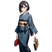 大正ロマン／昭和レトロファッションのAIイラスト（Stable Diffusion生成）