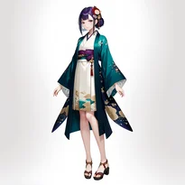 大正ロマン／昭和レトロファッションのAIイラスト（Stable Diffusion生成）