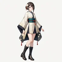 大正ロマン／昭和レトロファッションのAIイラスト（Stable Diffusion生成）