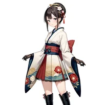 大正ロマン／昭和レトロファッションのAIイラスト（Stable Diffusion生成）