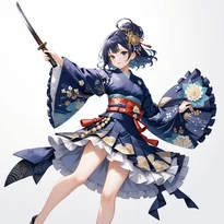和風ファンタジーファッションのAIイラスト（Stable Diffusion生成）