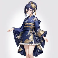 和風ファンタジーファッションのAIイラスト（Stable Diffusion生成）