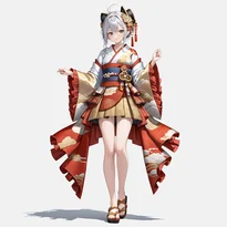 和風ファンタジーファッションのAIイラスト（Stable Diffusion生成）