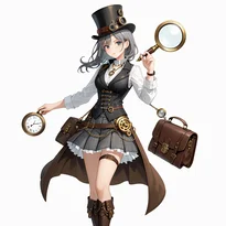 スチームパンクファッションのAIイラスト（Stable Diffusion生成）