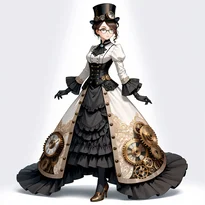 スチームパンクファッションのAIイラスト（Stable Diffusion生成）