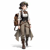 スチームパンクファッションのAIイラスト（Stable Diffusion生成）