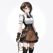 スチームパンクファッションのAIイラスト（Stable Diffusion生成）
