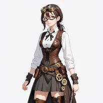 スチームパンクファッションのAIイラスト（Stable Diffusion生成）