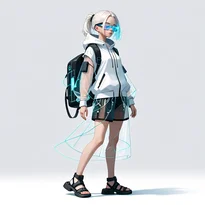 サイバーパンク／近未来ファッションのAIイラスト（Stable Diffusion生成）