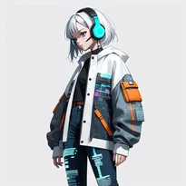 サイバーパンク／近未来ファッションのAIイラスト（Stable Diffusion生成）