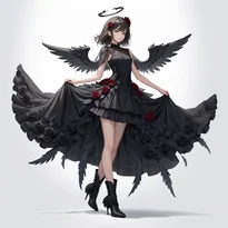 悪魔／堕天使ファッションのAIイラスト（Stable Diffusion生成）