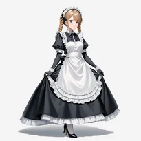 メイド服ファッションのAIイラスト（Stable Diffusion生成）
