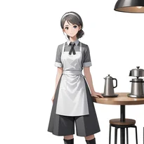 ウェイトレス／カフェ店員ファッションのAIイラスト（Stable Diffusion生成）