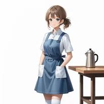 ウェイトレス／カフェ店員ファッションのAIイラスト（Stable Diffusion生成）