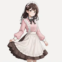 ウェイトレス／カフェ店員ファッションのAIイラスト（Stable Diffusion生成）