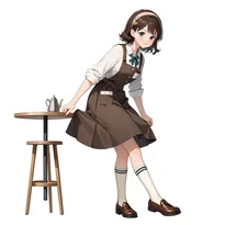 ウェイトレス／カフェ店員ファッションのAIイラスト（Stable Diffusion生成）