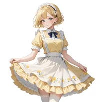ウェイトレス／カフェ店員ファッションのAIイラスト（Stable Diffusion生成）