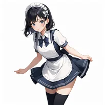 ウェイトレス／カフェ店員ファッションのAIイラスト（Stable Diffusion生成）