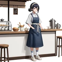 ウェイトレス／カフェ店員ファッションのAIイラスト（Stable Diffusion生成）